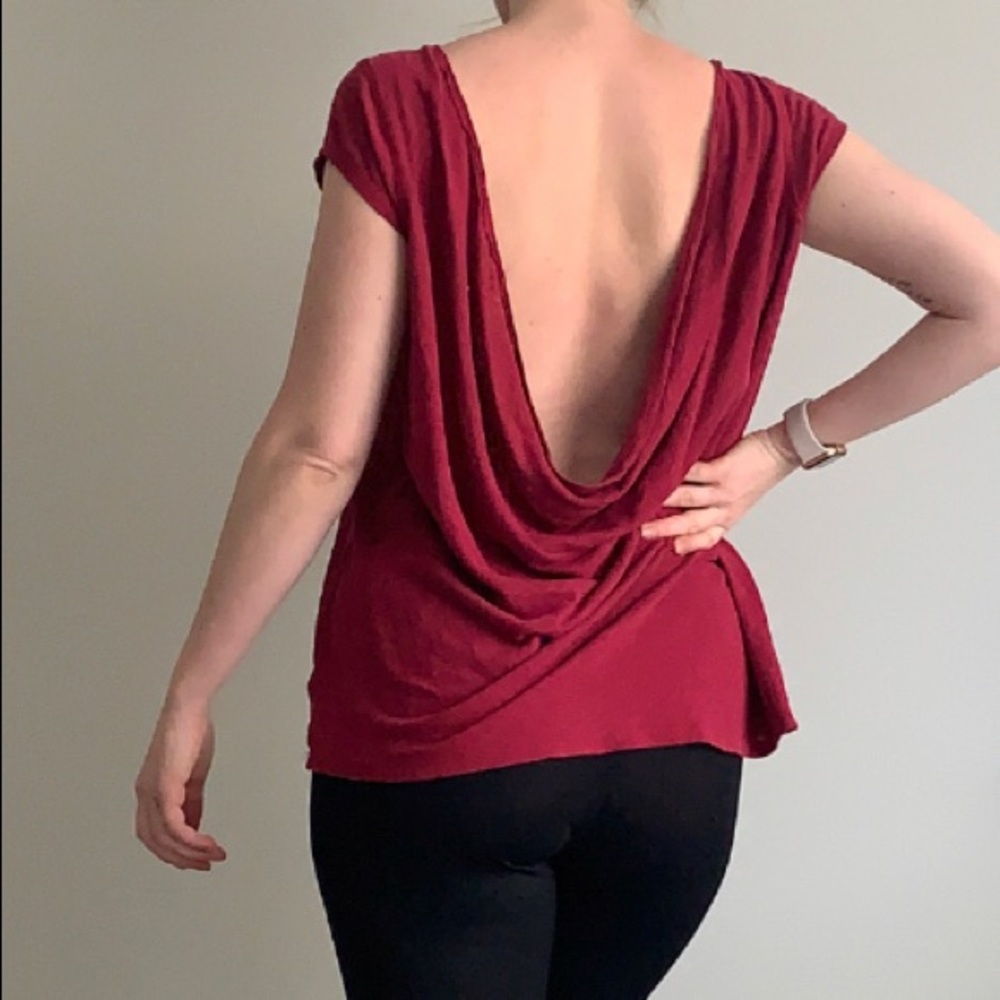 Free People slouchy cowl-back maroon tee